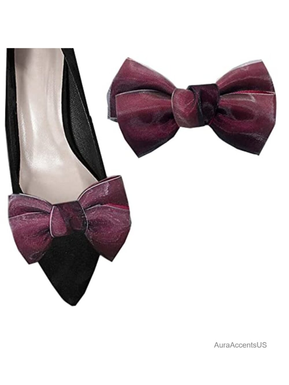 Ribbon Bow Butterfly Shoe Clips Removable Buckles Wedding Party Accessories